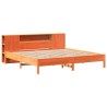 Lit bibliothèque sans matelas cire marron 200x200 cm pin massif 