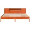 Lit bibliothèque sans matelas cire marron 200x200 cm pin massif 