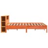 Lit bibliothèque sans matelas cire marron 200x200 cm pin massif 