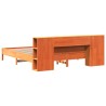 Lit bibliothèque sans matelas cire marron 200x200 cm pin massif 