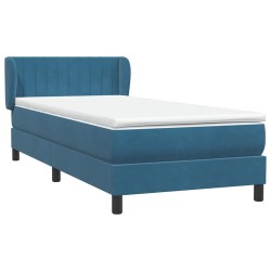 Sommier à lattes de lit et matelas bleu foncé 90x220 cm velours 