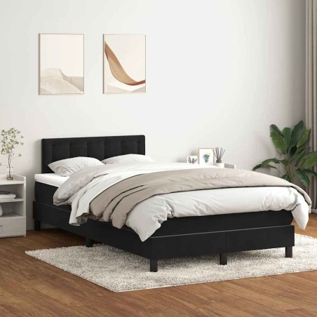Sommier à lattes de lit avec matelas noir 120x210 cm velours 