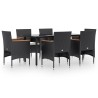 Ensemble à manger de jardin avec coussins 7 pcs Noir 