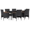 Ensemble à manger de jardin avec coussins 7 pcs Noir 
