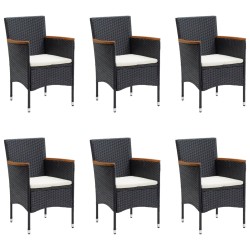 Ensemble à manger de jardin avec coussins 7 pcs Noir 