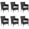 Ensemble à manger de jardin avec coussins 7 pcs Noir 