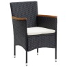 Ensemble à manger de jardin avec coussins 7 pcs Noir 