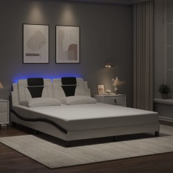 Cadre de lit avec LED sans matelas blanc et noir 160x200 cm 
