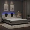 Cadre de lit avec LED sans matelas blanc et noir 160x200 cm 