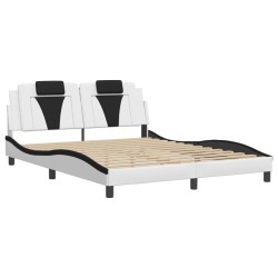 Cadre de lit avec LED sans matelas blanc et noir 160x200 cm 