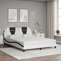 Cadre de lit avec LED sans matelas blanc et noir 160x200 cm 