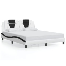 Cadre de lit avec LED sans matelas blanc et noir 160x200 cm 