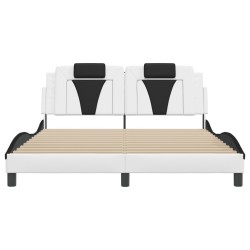 Cadre de lit avec LED sans matelas blanc et noir 160x200 cm 