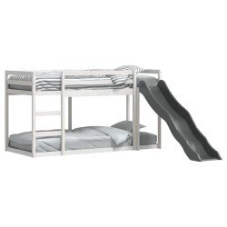 Lit superposé avec toboggan et échelle sans matelas 80x200 cm 