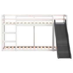 Lit superposé avec toboggan et échelle sans matelas 80x200 cm 