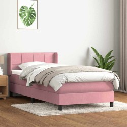 Sommier à lattes de lit avec matelas rose 100x220 cm velours 