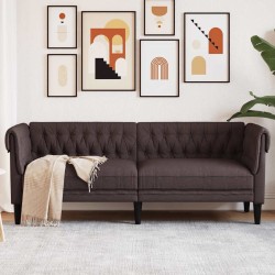Canapé Chesterfield 3 places marron foncé tissu 