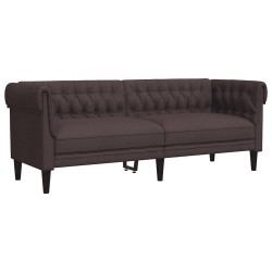 Canapé Chesterfield 3 places marron foncé tissu 