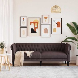 Canapé Chesterfield 3 places marron foncé tissu 