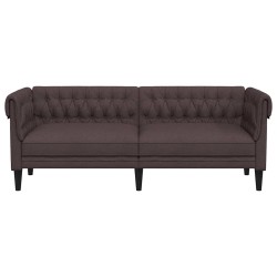 Canapé Chesterfield 3 places marron foncé tissu 