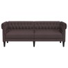 Canapé Chesterfield 3 places marron foncé tissu 
