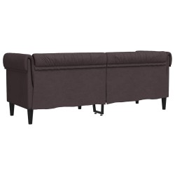 Canapé Chesterfield 3 places marron foncé tissu 