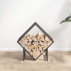 Portant de bois chauffage anthracite 50x25x50 cm 