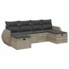 Salon de jardin 6 pcs avec coussins gris clair résine tressée 
