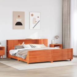Cadre de lit sans matelas cire marron 200x200cm bois pin massif 