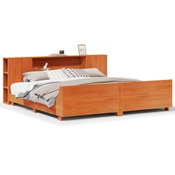 Cadre de lit sans matelas cire marron 200x200cm bois pin massif 