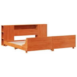 Cadre de lit sans matelas cire marron 200x200cm bois pin massif 