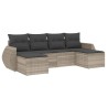 Salon de jardin 6 pcs avec coussins gris clair résine tressée 