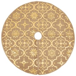 Jupe de sapin de Noël de luxe avec chaussette Jaune 150cm Tissu 
