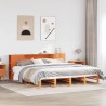 Lit bibliothèque sans matelas cire marron 180x200cm bois massif 