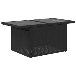 Salon de jardin 7 pcs avec coussins noir résine tressée 