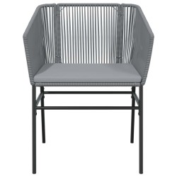 Ensemble à manger jardin coussins 5 pcs gris poly rotin verre 