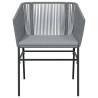 Ensemble à manger jardin coussins 5 pcs gris poly rotin verre 