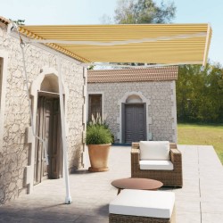 Auvent automatique sur pied 300x250 cm Jaune/Blanc 