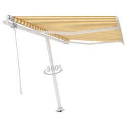 Auvent automatique sur pied 300x250 cm Jaune/Blanc 