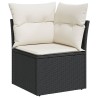 Salon de jardin 7 pcs avec coussins noir résine tressée 