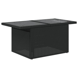 Salon de jardin 7 pcs avec coussins noir résine tressée 