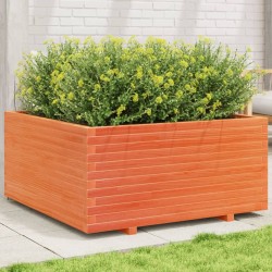 Jardinière cire marron 100x100x49,5 cm bois de pin massif 