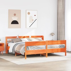 Cadre de lit sans matelas cire marron 180x200cm bois pin massif 