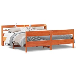 Cadre de lit sans matelas cire marron 180x200cm bois pin massif 