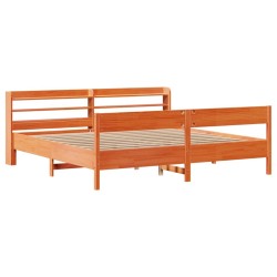 Cadre de lit sans matelas cire marron 180x200cm bois pin massif 