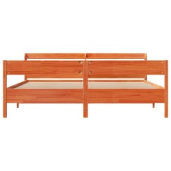 Cadre de lit sans matelas cire marron 180x200cm bois pin massif 