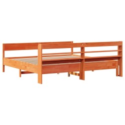 Cadre de lit sans matelas cire marron 180x200cm bois pin massif 