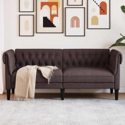 Canapé Chesterfield 2 places marron foncé tissu 