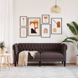 Canapé Chesterfield 2 places marron foncé tissu 