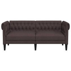 Canapé Chesterfield 2 places marron foncé tissu 
